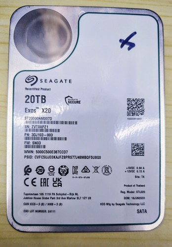 Seagate exos x20 - exos, 20tb