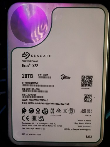 New seagate exos - x22, 20tb